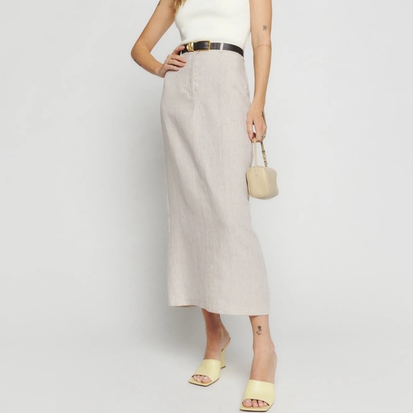 Reformation Dresses & Skirts - Reformation Gia Oatmeal Linen Pencil Midi Skirt